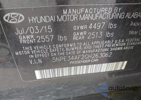 2016 Hyundai Sonata Sport/Limited из США, поврежденный, VIN 5NPE34AF2GH263062